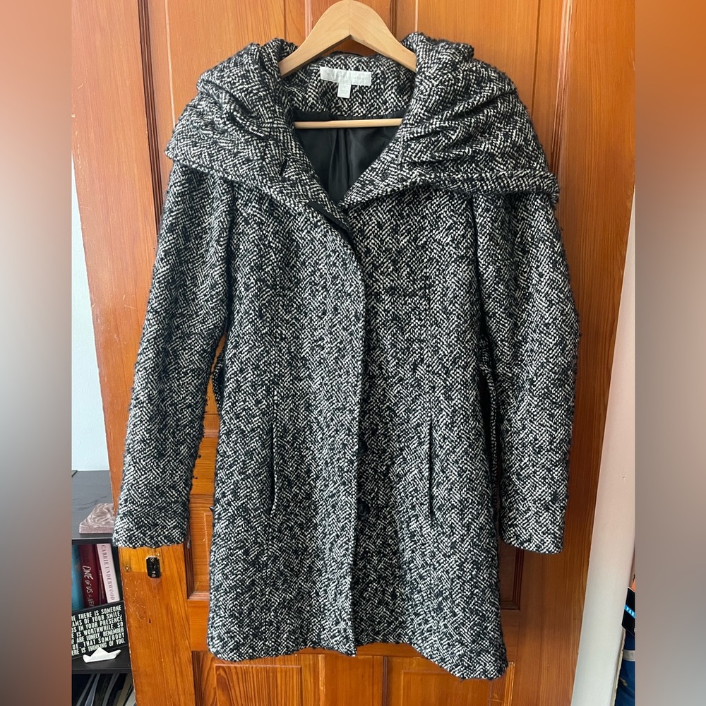 New York and Company Tweed Coat with dramatic hood